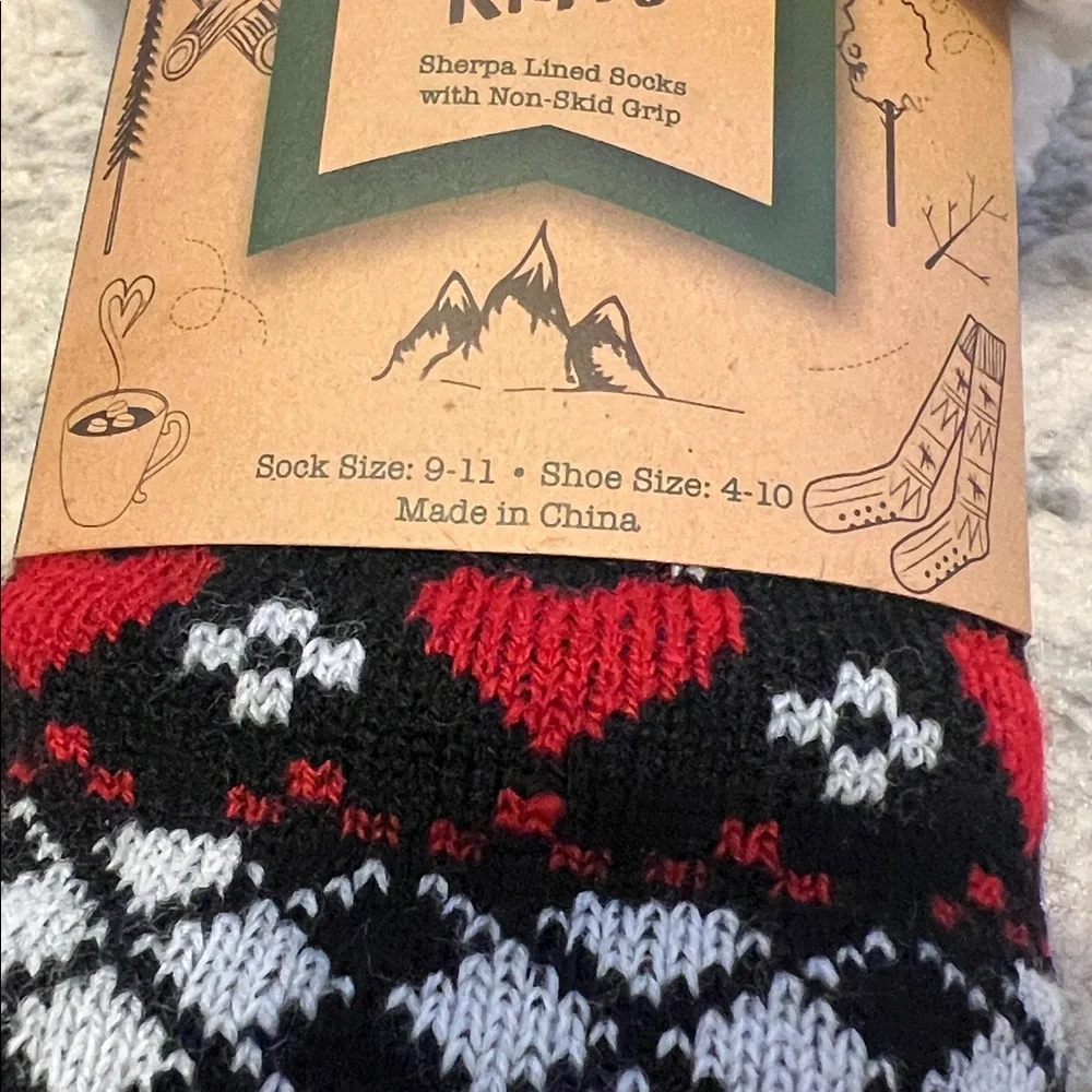 Black and Red Heart Pattern Socks